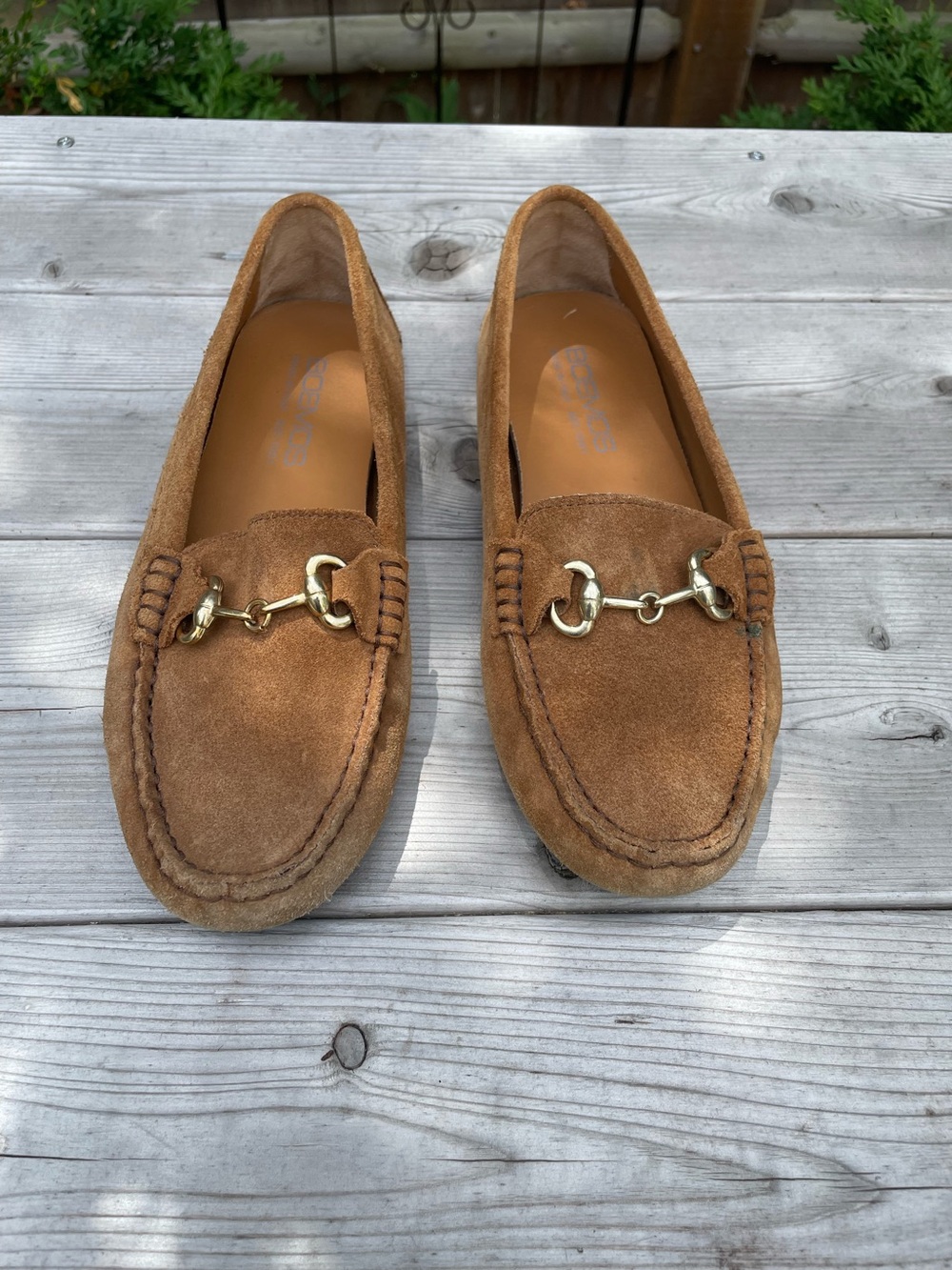 Boemos Suede Horsebit Driving Loafers Women’s Size 8 Camel Brown Made in Italy